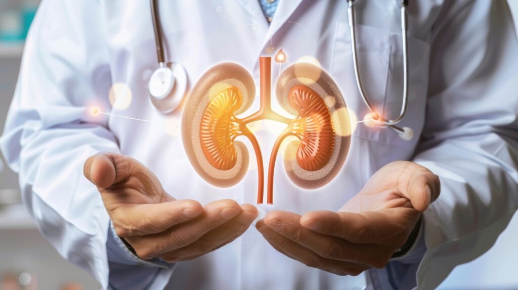 Doctor Holding a Hologram of a Kidneys: Advancing Medical Technology